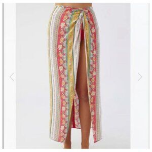 O'Neill Hanalei Stella Cover Up Coral Pink White Maxi Skirt Dress Size Small Flo